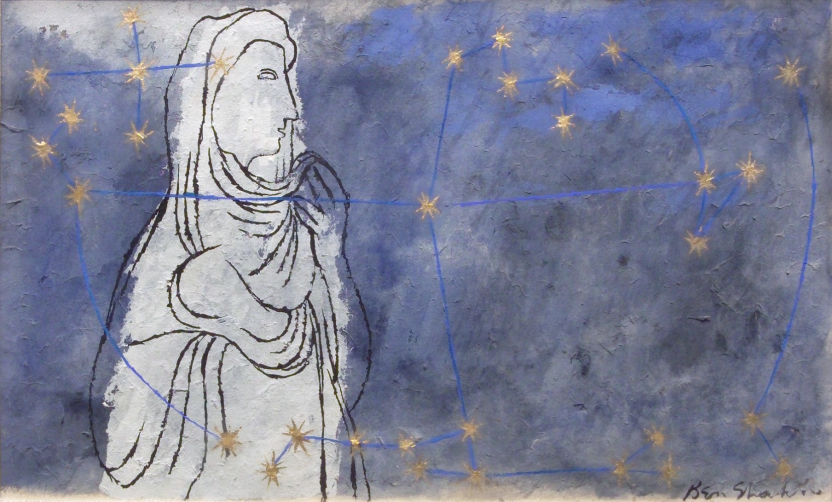 Ben Shahn Untitled; and on the reverse, a Love Sonnet, c. 1972 graphite, watercolor, gouache and gold leaf on paper 7 1/2 x 12 1/4 inches