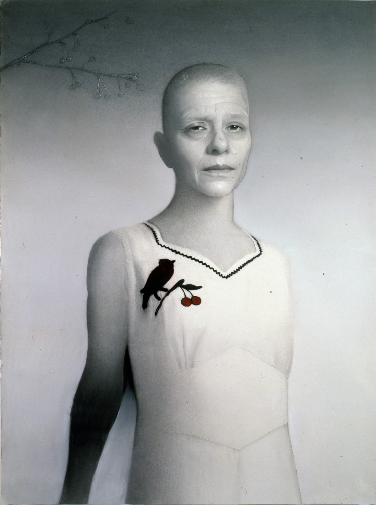 Susan Hauptman Self-Portrait (with Branch), 2005 charcoal on paper 54 x 40 inches