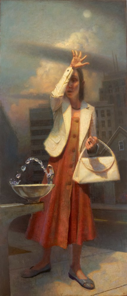 Paul Fenniak, Fountain, 2019, oil on canvas, 70 x 30 inches