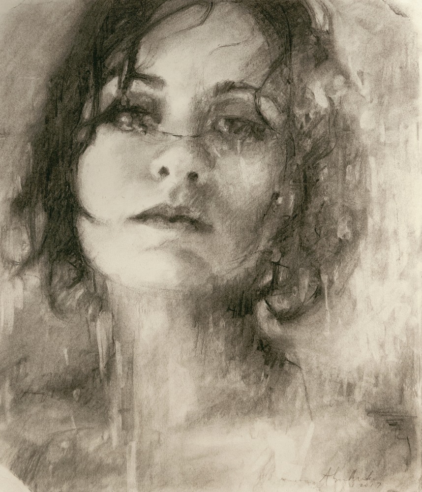 Alyssa Monks Self Portrait in Charcoal, 2017 charcoal on paper 12 x 10 inches