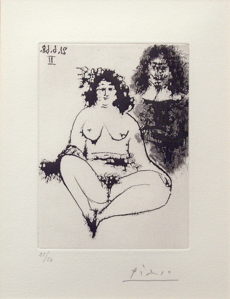 Grosse prostituée et Mousquetaire, 1968 aquatint 4 3/4 x 3 1/2 inches 12.1 x 8.9 cm Edition 25/50