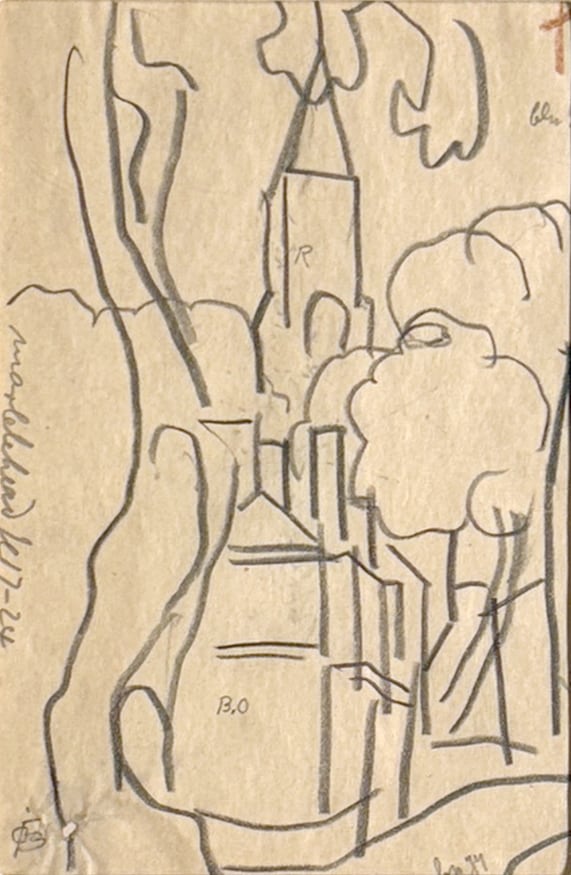 Oscar Bluemner Marblehead, June 17, 1924, 1924 pencil on paper 5 3/4 x 3 3/4 inches