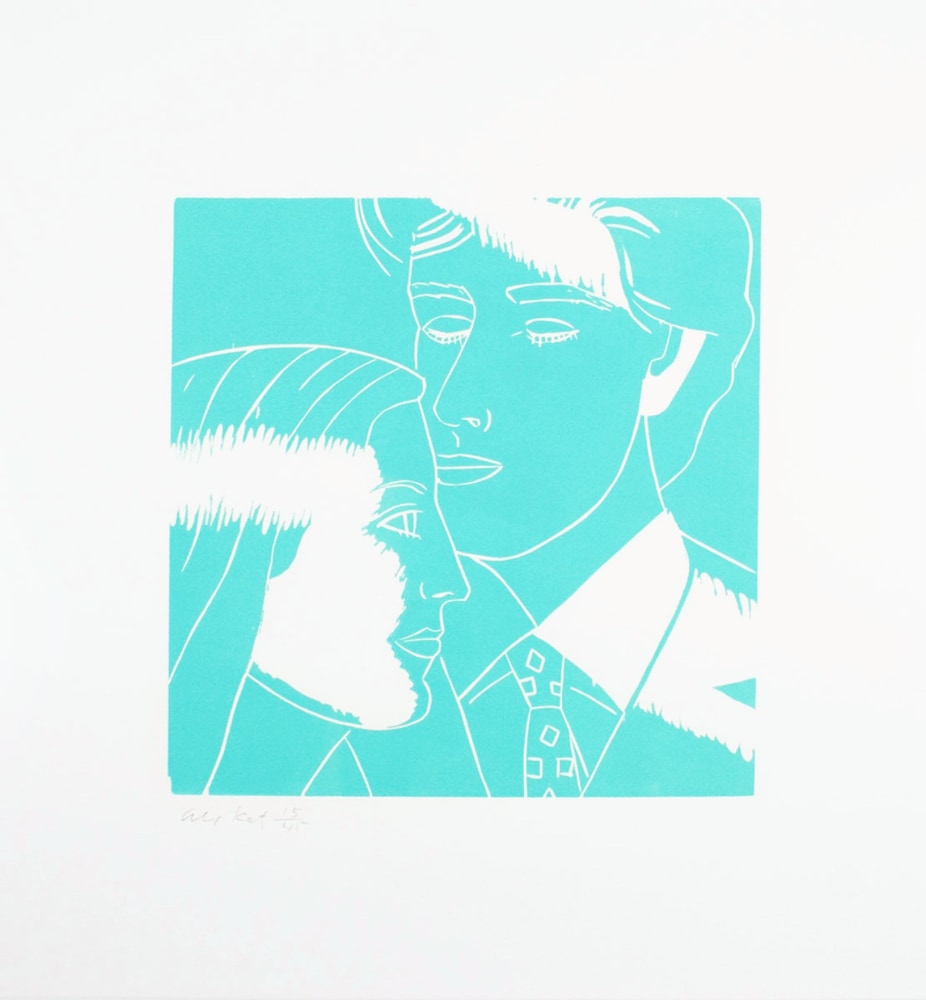 Alex Katz, A Tremor in the Morning: Kriti and Vincent, 1986, color woodcut, 20 x 20 inches