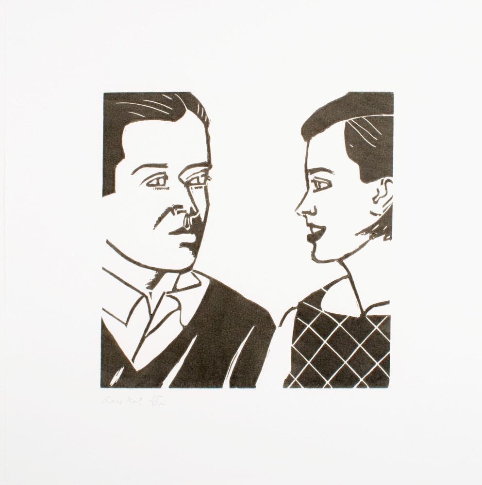 Alex Katz, A Tremor in the Morning: Julian and Jessica, 1986, color woodcut, 20 x 20 inches