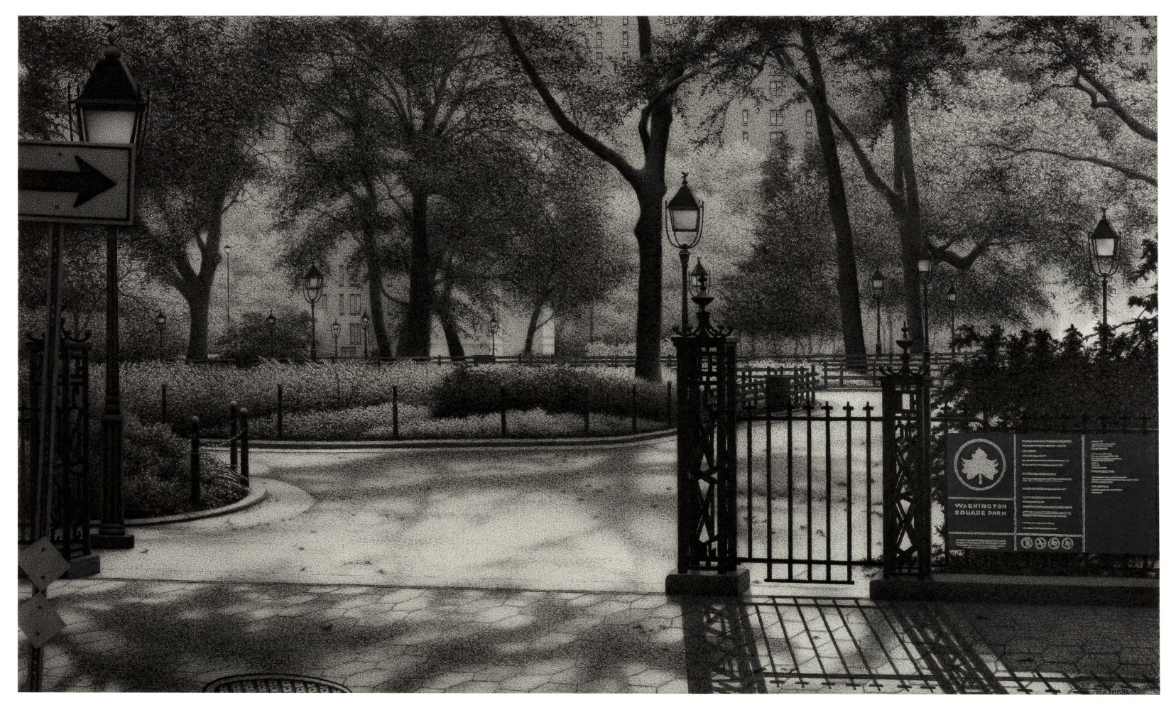 Anthony Mitri, Sens Unique: New York City, 2025 charcoal on paper, 10 1/4 x 17 1/4 inches (image)