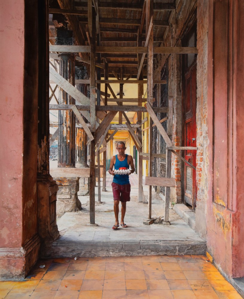 Rance Jones, Iglesia de Castro, 2019, watercolor on paper, 38 x 30 inches