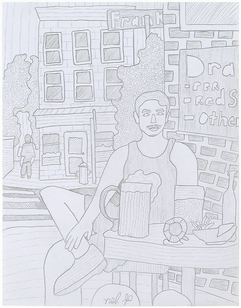 Michael C. Thorpe Austy sluggin’ one, 2022 Graphite on paper 11 x 8 1/2 inches