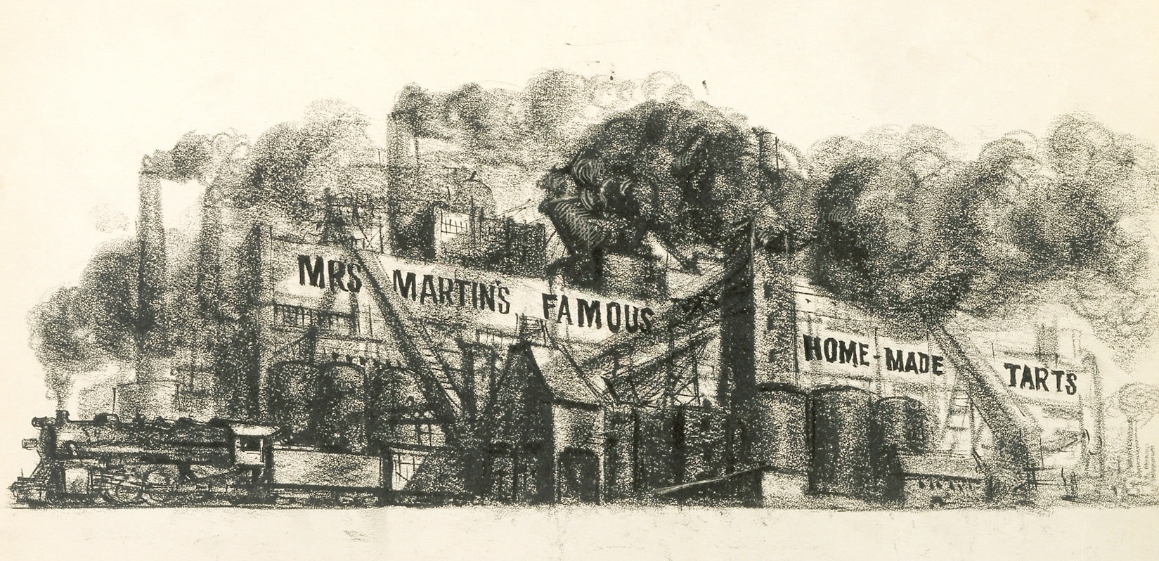 Reginald Marsh Mrs. Martin's Famous Homemade Tarts, c. 1933 crayon on paper 10 x 14 inches