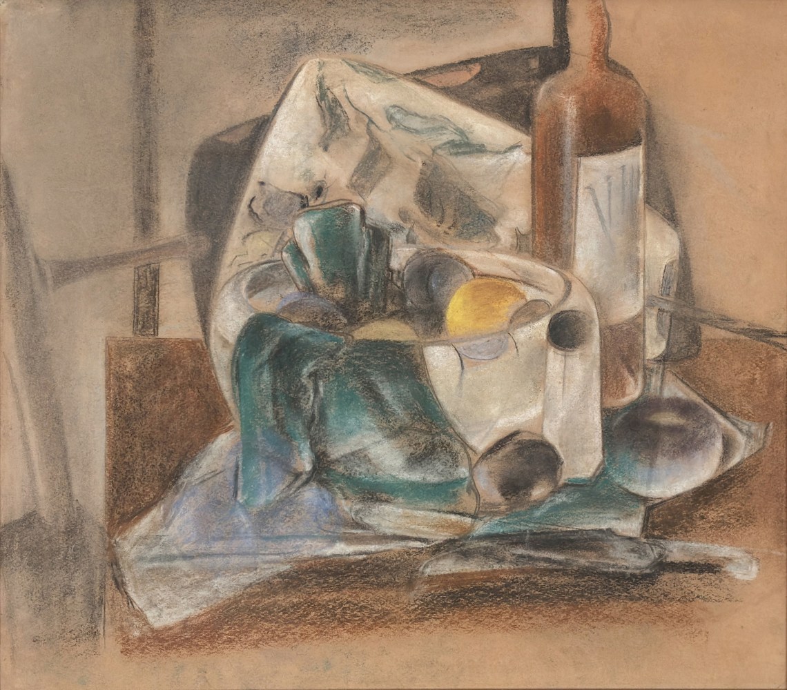 Preston Dickinson Still Life, Fruit and Wine, 1926-27 pastel &amp; chalk on paper 18 x 20 inches