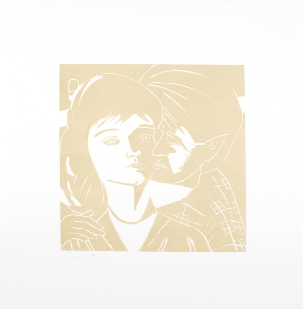 Alex Katz, A Tremor in the Morning: Eric and Anni, 1986, color woodcut, 20 x 20 inches