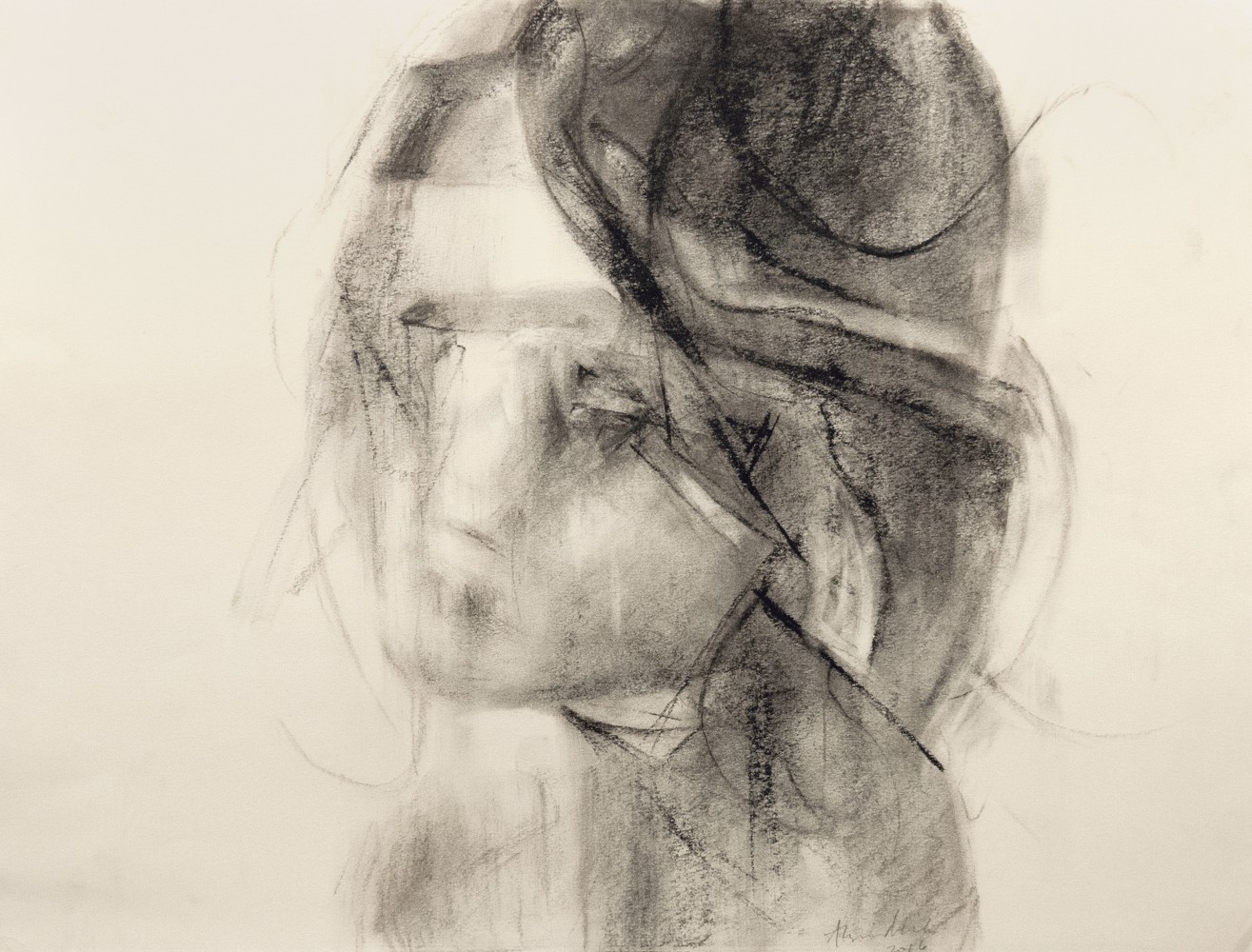 Alyssa Monks Study for Evolve, 2017 charcoal on paper 10 1/2 x 14 inches