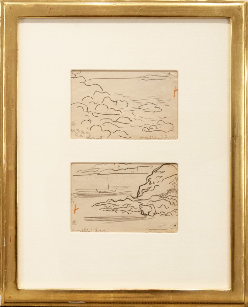 Oscar Bluemner, Marblehead, June 17, 1924, G-H, pencil on paper, 3 3/4 x 5 3/4 inches