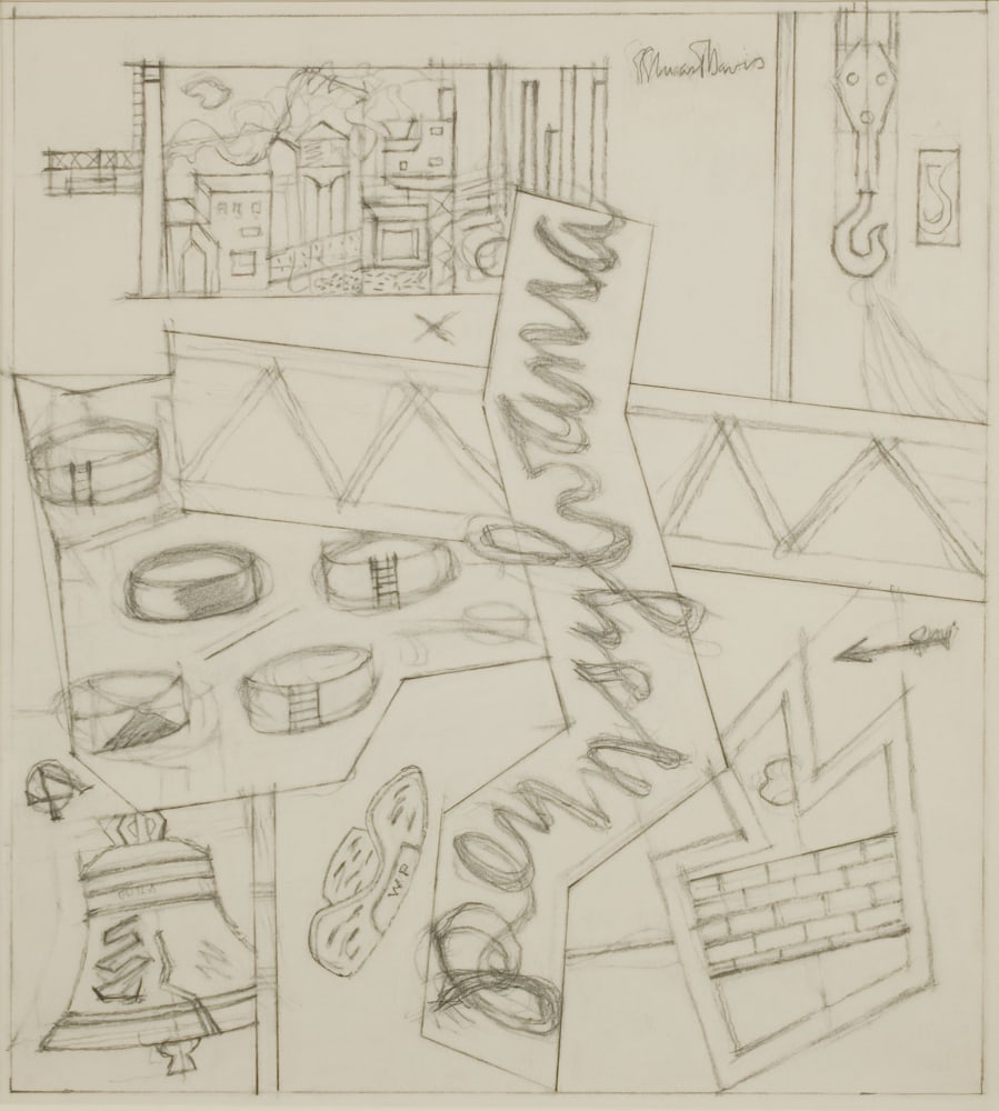 STUART DAVIS, Sketchbook 23-1 (Study for “Pennsylvania”), c. 1946, pencil on paper, 16 3/4 x 13 3/4 inches
