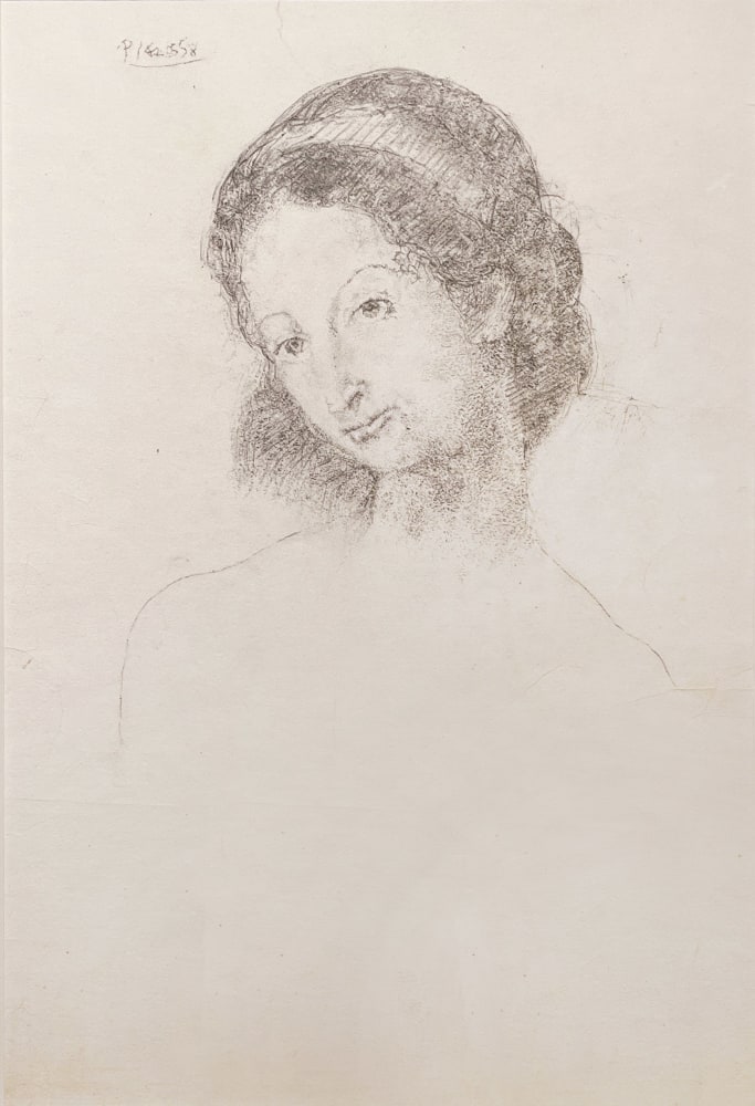 PABLO PICASSO (1881-1973)  Portrait de la fille de Charles Morice, 1906 pencil on paper 26 3/4 x 18 7/8 inches Signed in pencil upper left “Picasso”  (Zervos, Vol. VI, no. 750)  Authenticated by Claude Ruiz Picasso,  April 19, 2015
