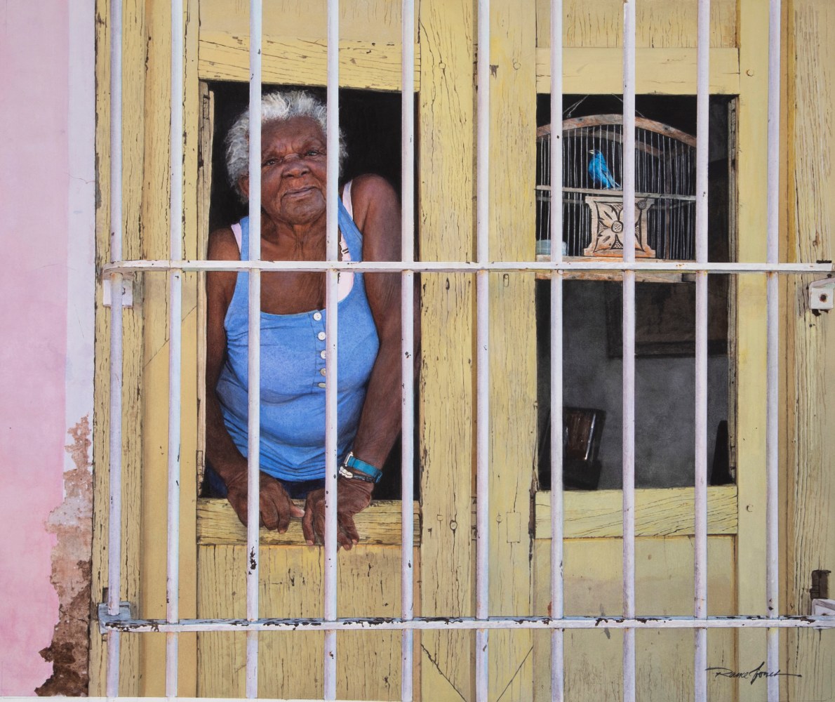 Rance Jones, Birdcage, 2019, watercolor on paper, 21 x 25 inches