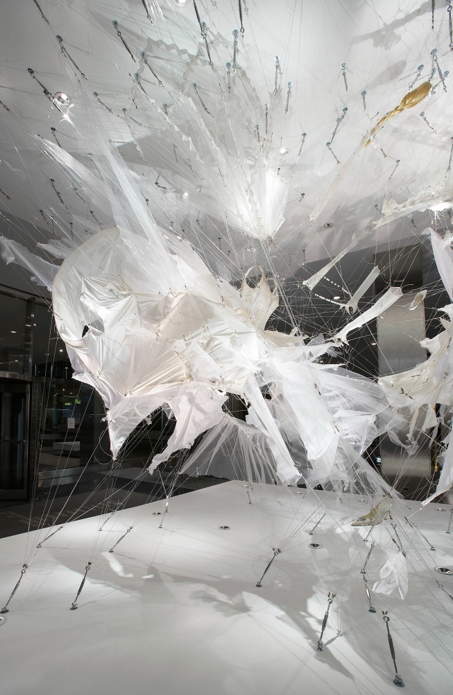 Installation view of "Bride Fight" at Lever House.