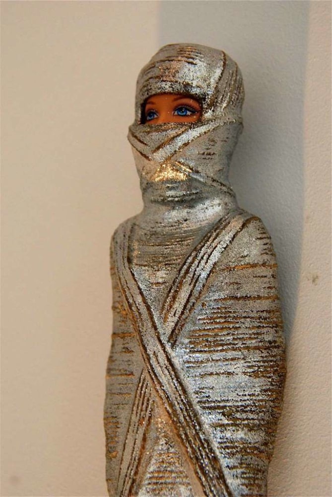 E.V. Day&amp;#39;s &amp;quot;Silver Mummified Barbie&amp;quot; in the SNAP! exhibition at the Glass House campus in New Canaan, Conn., May 1, 2013.
