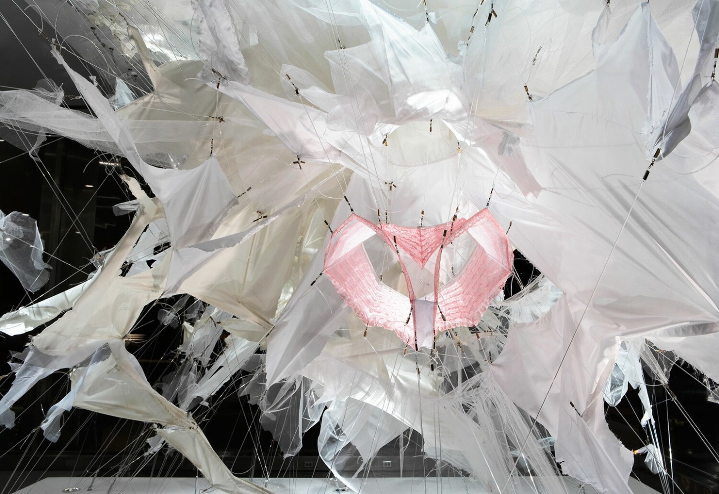 Installation view of "Bride Fight" at Lever House.