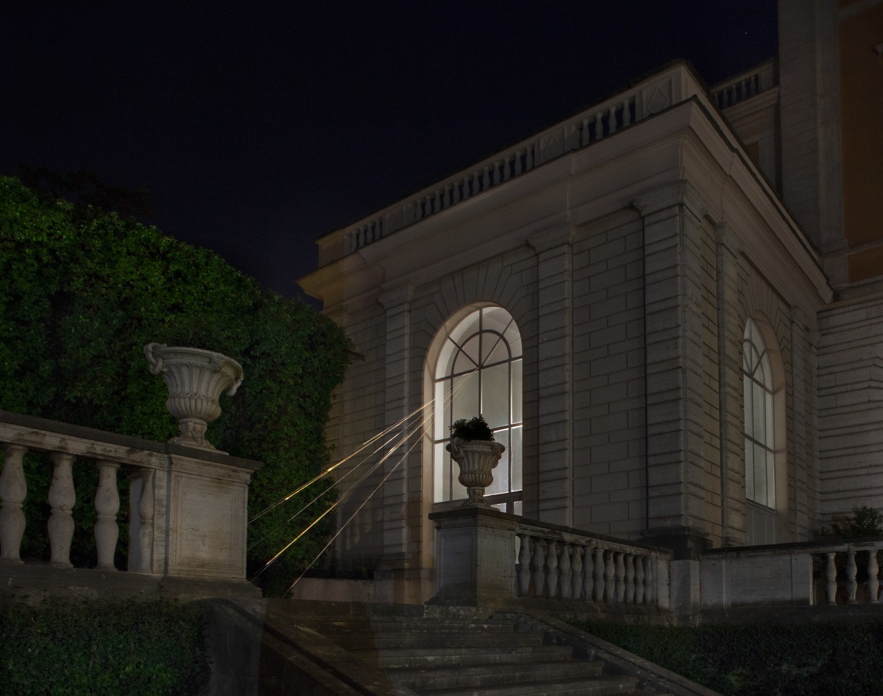 View of &amp;quot;Golden Rays/In-Vitro&amp;quot; outdoor installation for &amp;quot;Cinque Mostre 2017: VISION(S),&amp;quot;&amp;nbsp;American Academy in Rome, Italy.