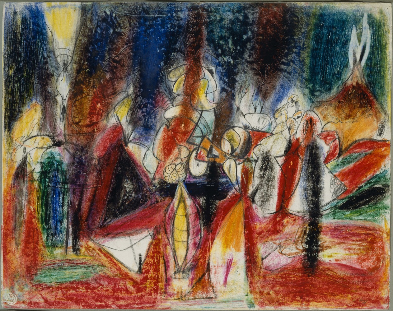 Carnival,&amp;nbsp;1943, crayon and graphite pencil on paper,&amp;nbsp;22 3/4 x 28 13/16 in. (57.8 x 73.2 cm).&amp;nbsp;Art Institute of Chicago.&amp;nbsp;Gift of Lindy Bergman (The Lindy and Edwin Bergman Collection) (1999.937). [AGCR: D1010]