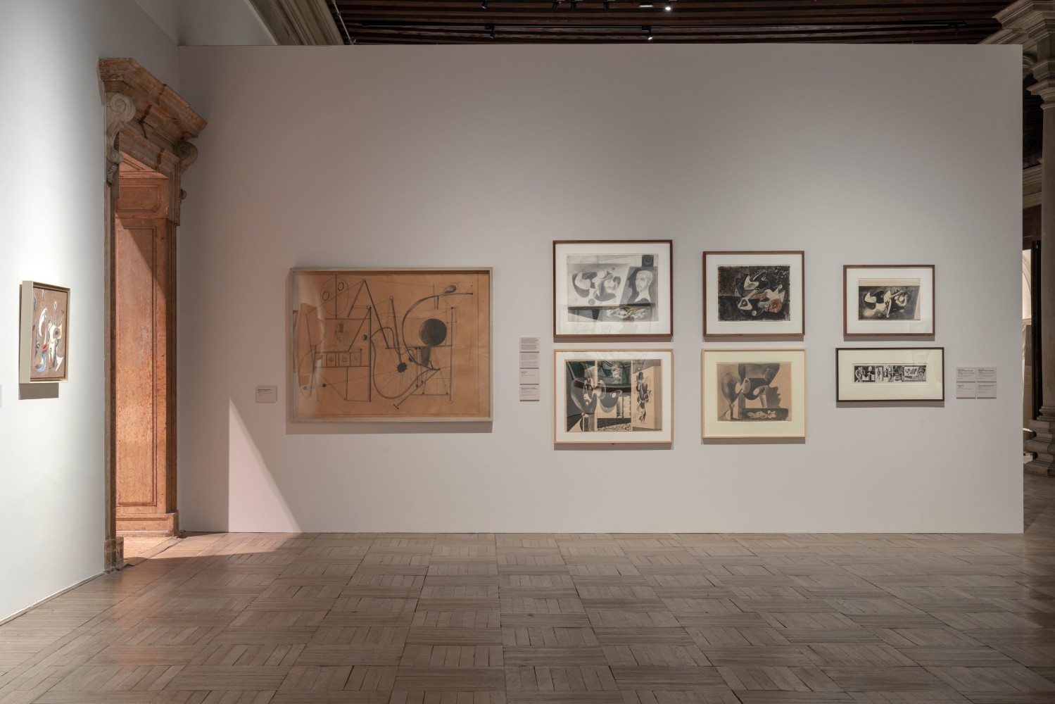 Installation photograph showing drawings by Gorky from the early 1930s