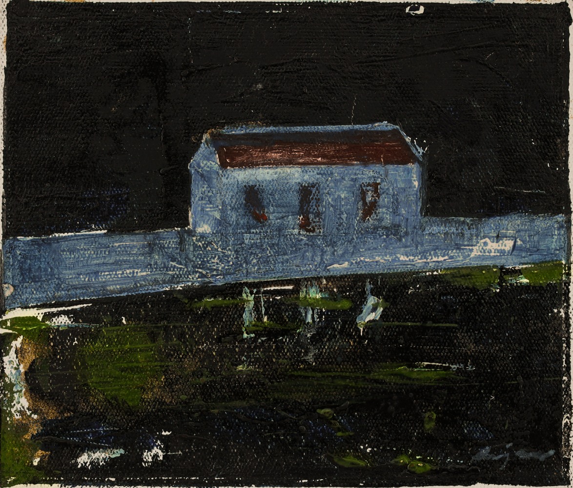 House at the edge of pond

2013&amp;mdash;14

Oil on canvas

13 x 15.5 cm / 5.1 x 6.1 in