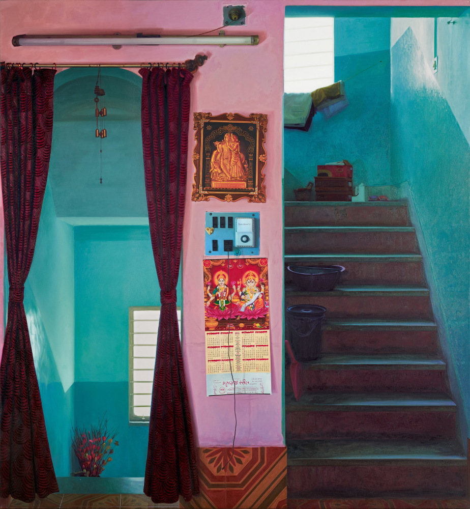 ABIR KARMAKAR Displacement (Wall III), 2017 Oil on canvas 101 x 92 in / 256.5 x 233.6 cm