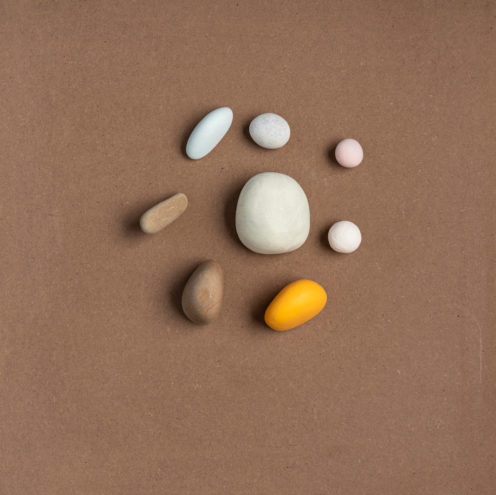 PS4, Untitled (dry landscape), 2023-25
Found stones, plaster, acrylic, gesso (cluster)
11 x 10.2 x 3.1 inches / 28 x 26 x 8 cm