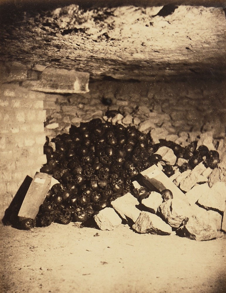 NADAR (Gaspard-Félix Tournachon) (French, 1820-1910) Catacombs of Paris “Pile of Skulls” Crypt no 5, 1862 Albumen print 20.5 x 15.9 cm