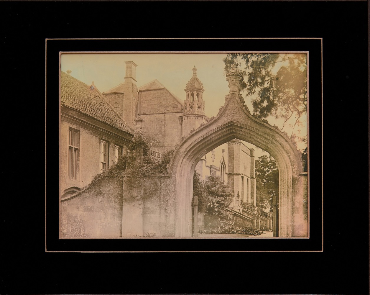 Mike ROBINSON (Canadian, b. 1961) &quot;Gothick Gateway&quot;, Lacock Abbey, 2017 Half plate daguerreotype Framed in reverse paint passe-partout 15.8 x 19.7 cm Signed, titled, and dated in ink on studio label, frame verso