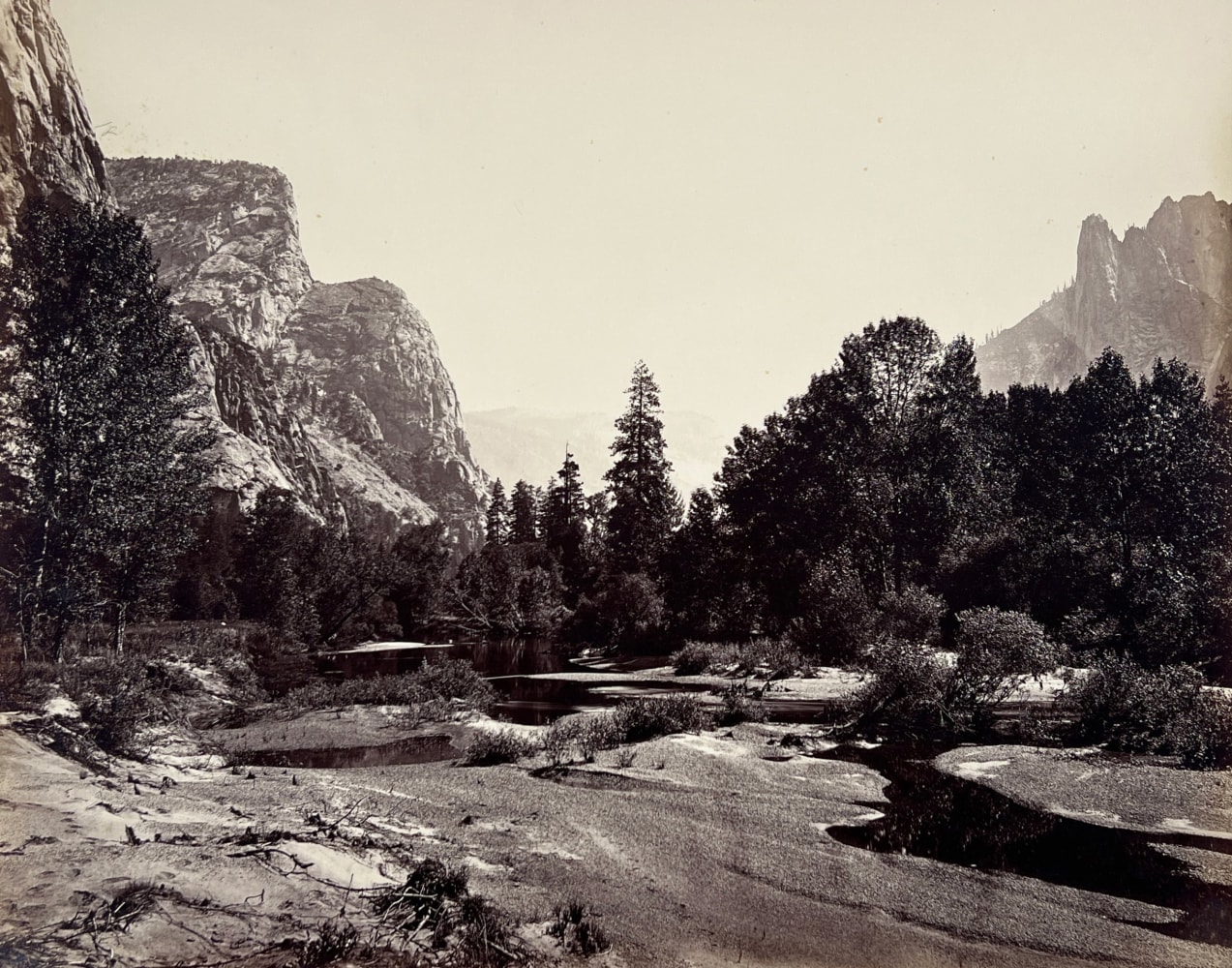 Carleton E. WATKINS (American, 1829-1916) Up Yosemite Valley from the Foot of El Capitan, 1865-1866 Mammoth plate albumen print 41.0 x 52.5 cm