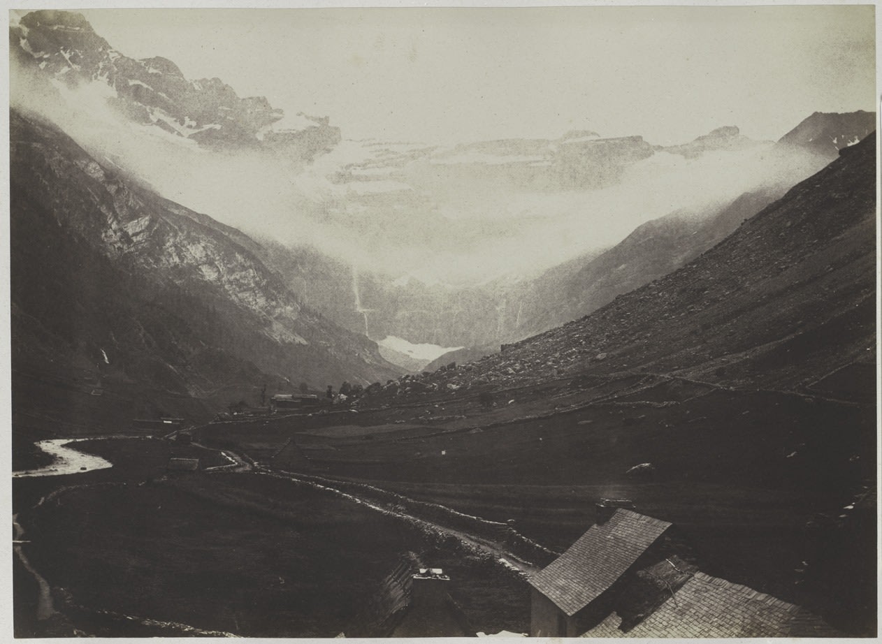 Joseph vicomte VIGIER (French, 1821-1894) &quot;Saint-Sauveur. Cirque de Gavarnie,&quot; the Pyrenees, 1853 Salt print from a paper negative 27.5 x 37.6 cm