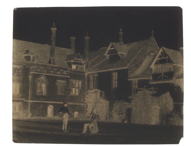 WILLIAM HENRY FOX&amp;nbsp;TALBOT (English, 1800-1877)
Talbot converses with an Acolyte in the North Courtyard of Lacock Abbey,&amp;nbsp;1841-1844
Calotype negative, waxed 15.9 x 20.0 cm