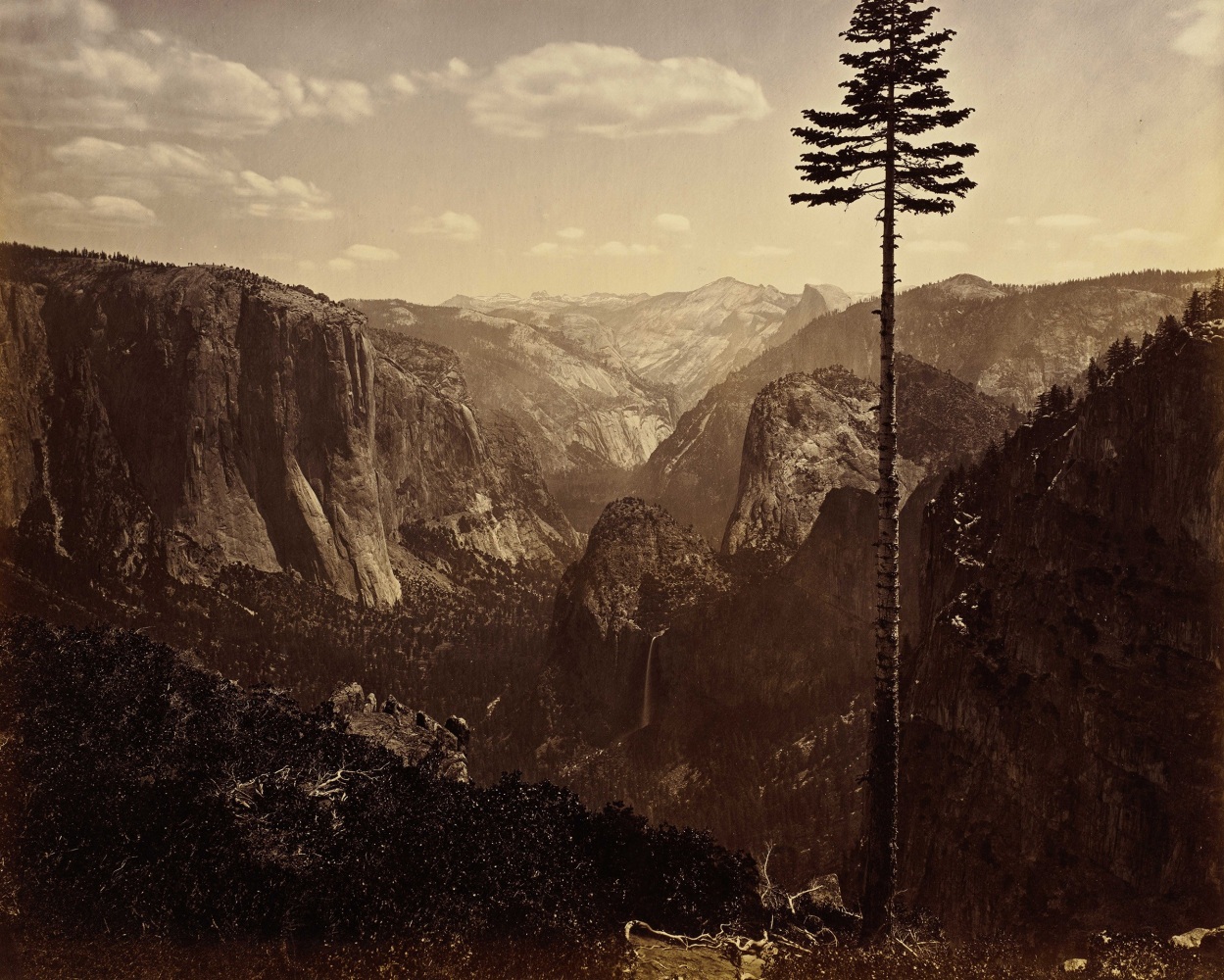 Carleton E. WATKINS (American, 1829-1916) Yosemite Valley from the &quot;Best General View&quot;, 1866 Mammoth plate albumen print. 40.6 x 50.8 cm mounted on card