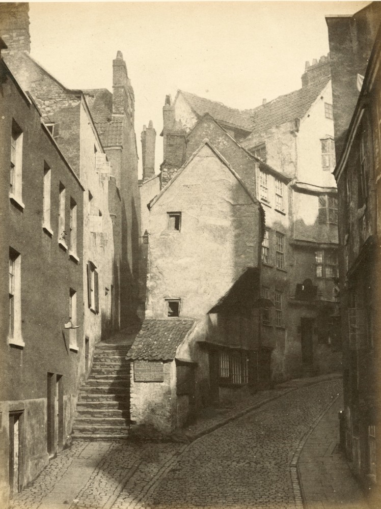 Hugh OWEN (English, 1808-1897) &quot;Steep Street, Bristol&quot; Albumen print, 1860s-1870s, from a paper negative, before 1855 22.4 x 17.0 cm mounted on 28.3 x 26.0 cm album sheet Titled &quot;Steep Street Bristol&quot; and numbered &quot;25&quot; in pencil on mount