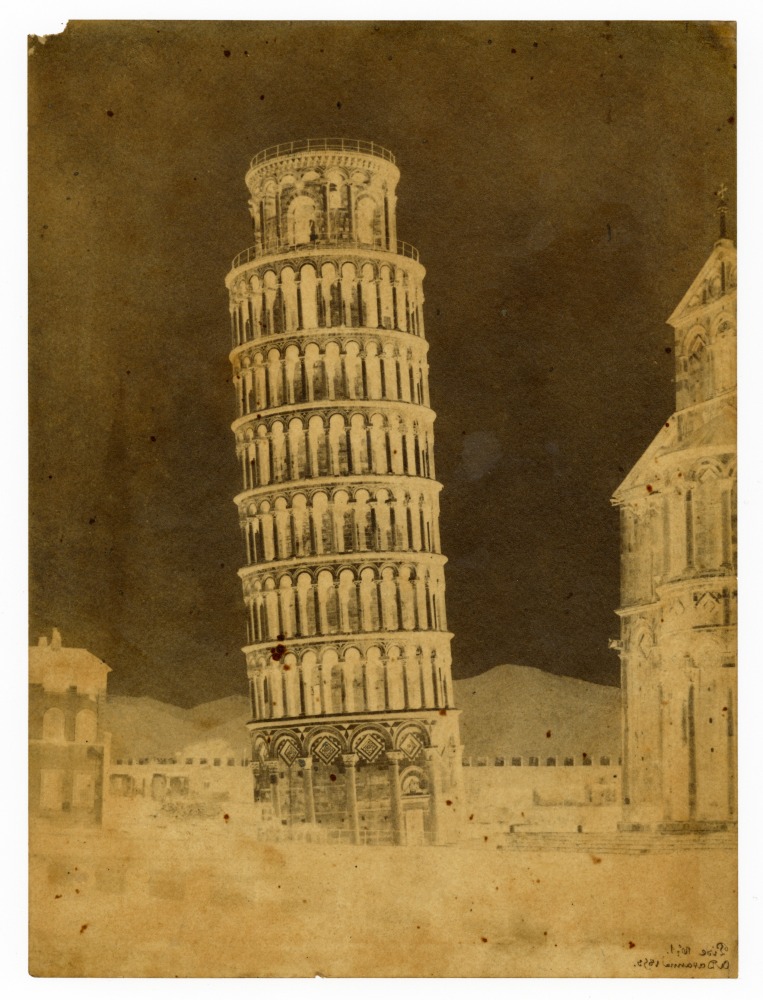 Louis-Alphonse DAVANNE (French, 1824-1912) The Tower of Pisa, 1853 Waxed paper negative 22.4 x 16.6 cm
