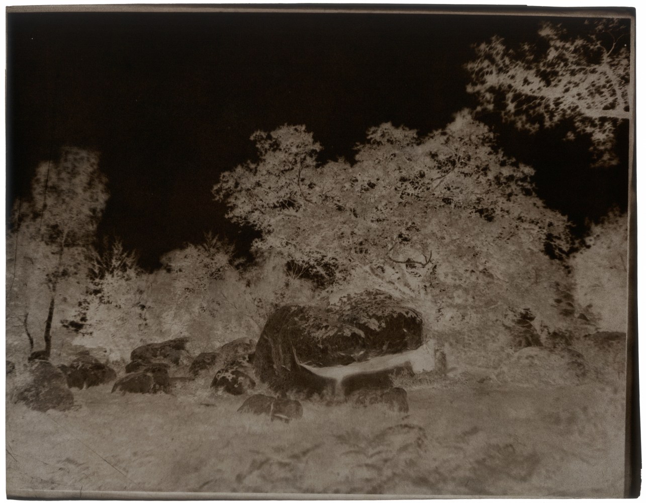 John Beasley GREENE (American, born in France, 1832-1856) Boulders, Forest of Fontainebleau, 1852-1853 or earlier Waxed paper negative 24.8 x 31.5 cm