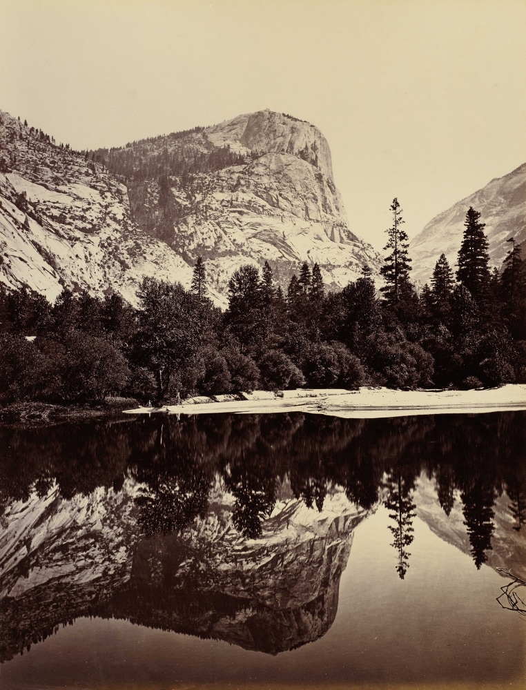 Carleton E. WATKINS (American, 1829-1916) Mount Watkins, Fully Reflected in Mirrow Lake, Yosemite, 1865-1866 Mammoth plate albumen print. 50.8 x 40.6 cm mounted on card