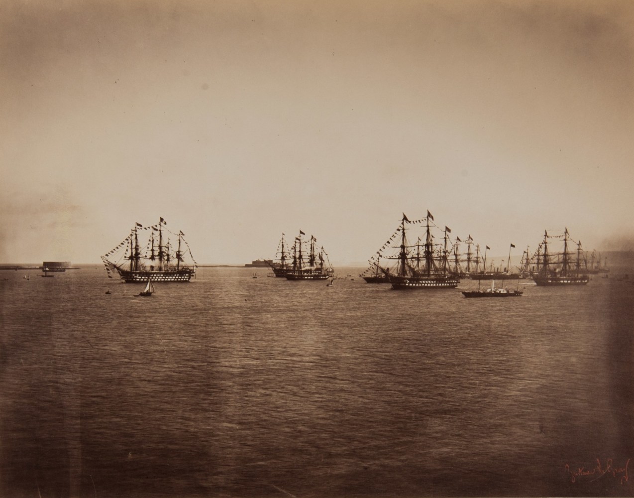 Gustave LE GRAY (French, 1820-1884) &quot;L'escadre française en rade de Cherbourg&quot;, 5 August 1858 Albumen print from a collodion negative 30.1 x 38.3 cm