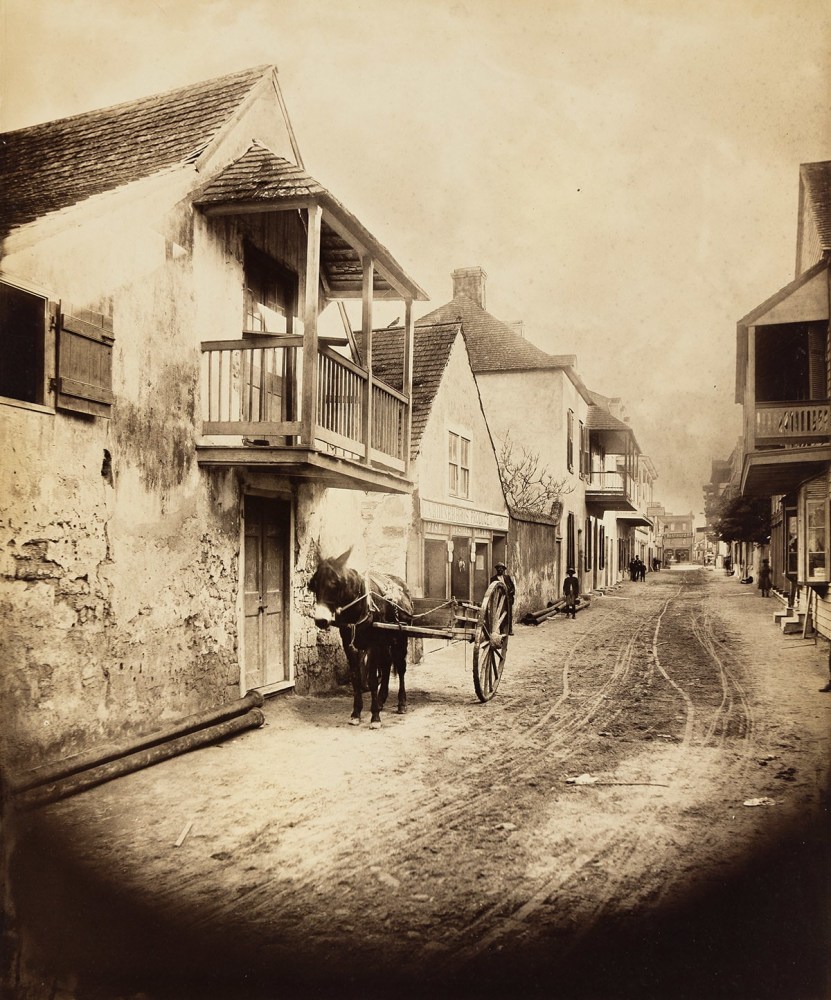 George BARKER (American, born in Canada, 1844-1894) Charlotte Street, St. Augustine, Florida, circa 1886 Mammoth albumen print 55.7 x 47.0 cm mounted on 61.0 x 51.0 cm paper