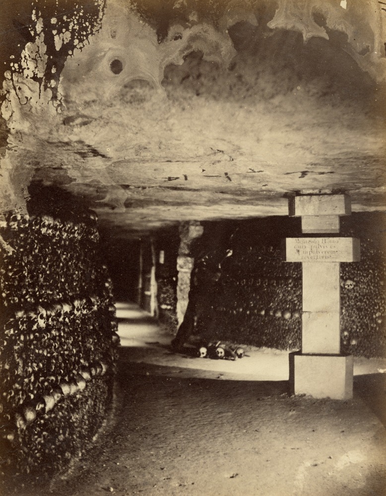 NADAR (Gaspard-Félix Tournachon) (French, 1820-1910) Catacombs of Paris &quot;Man, remember that you are dust and to dust you shall return&quot; Mannequin no 3, 1862 Albumen print 23.5 x 18.3 cm