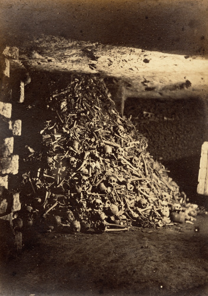 NADAR (Gaspard-Félix Tournachon) (French, 1820-1910) Catacombs of Paris &quot;Reception of bones&quot; Crypt no 9, 1862 Albumen print 21.8 x 15.5 cm