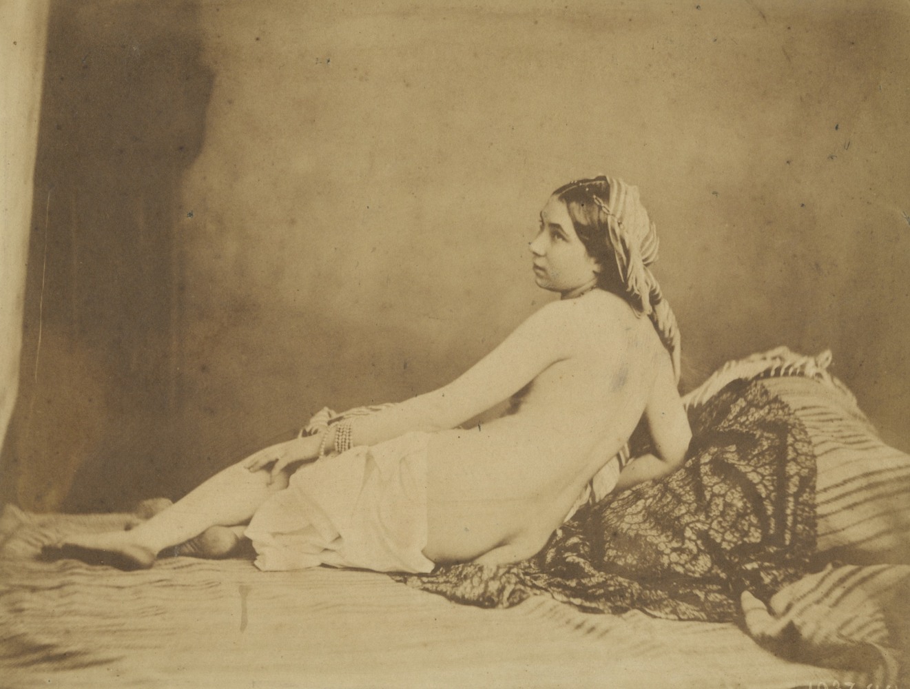 Julien VALLOU DE VILLENEUVE (French, 1795-1866) Reclining nude, 1853-1854 Coated salt print from a paper negative 12.0 x 15.6 cm