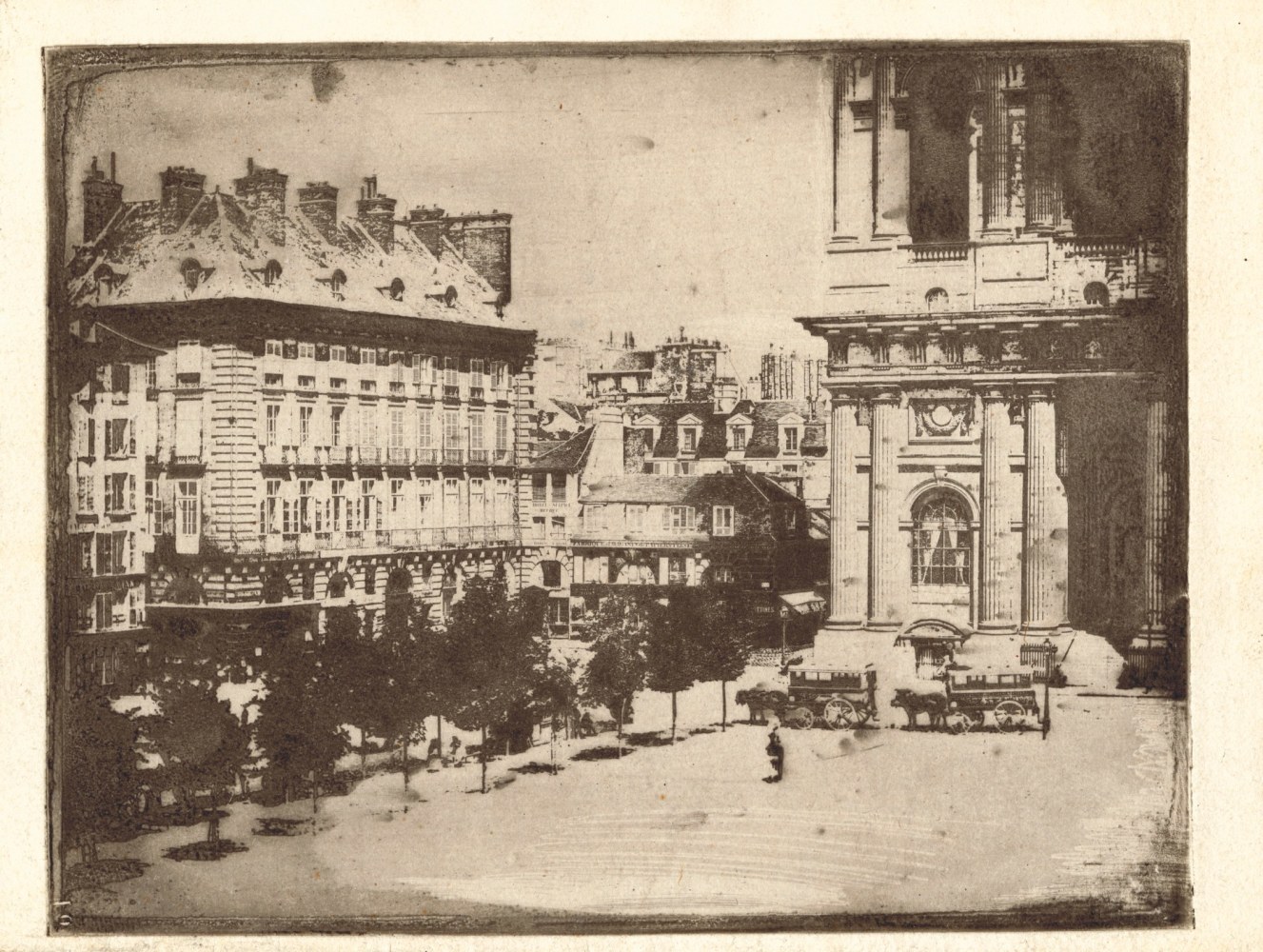 Charles-Marie-Isidore CHOISELAT and Stanislaus RATEL (French, 1815-1858 & 1824-1904) Place Saint-Sulpice, Paris, circa 1843-1845 Daguerreian engraving 12.2 x 15.5 cm