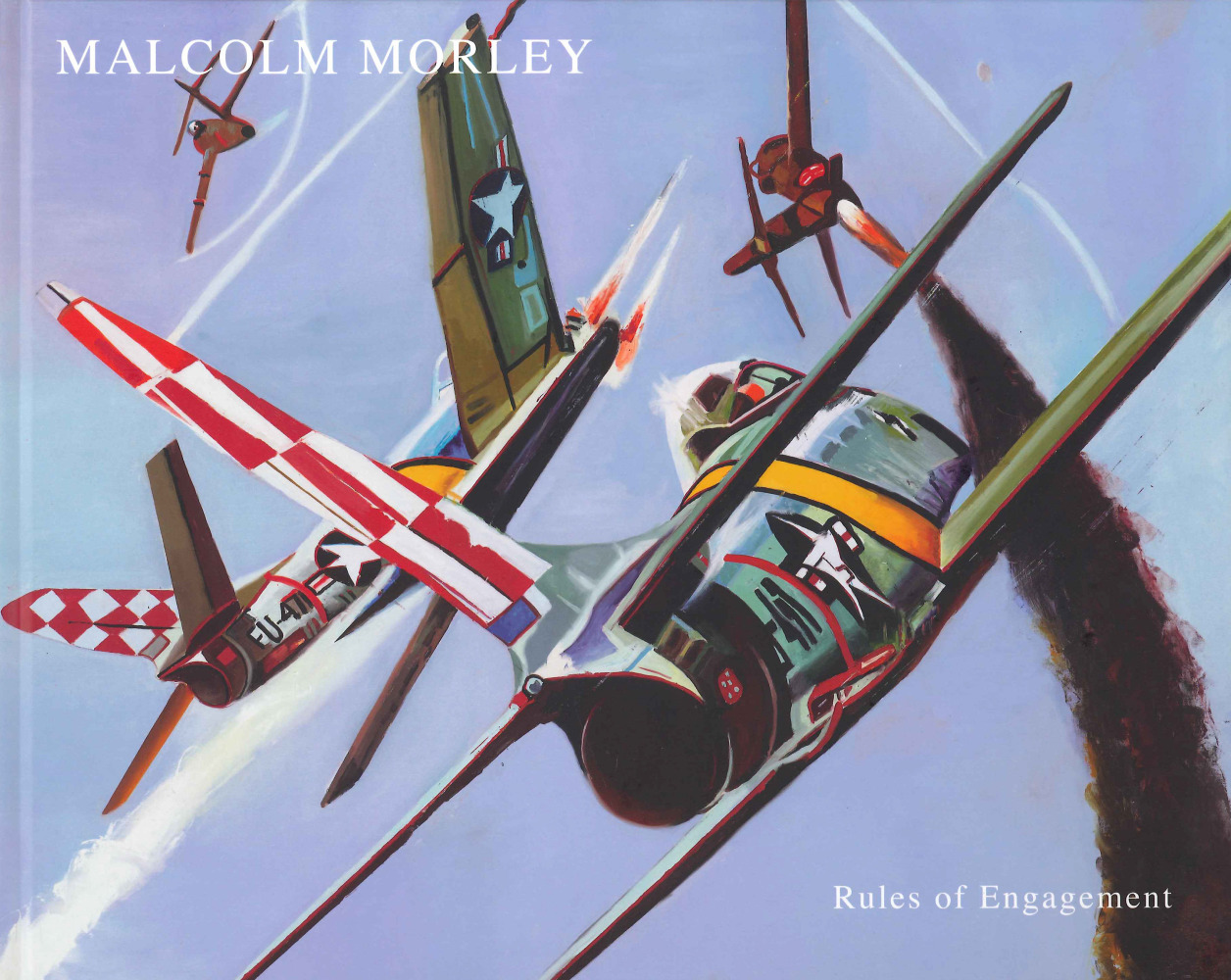 book cover illustrated with a painting four fighter planes engaged in an air battle