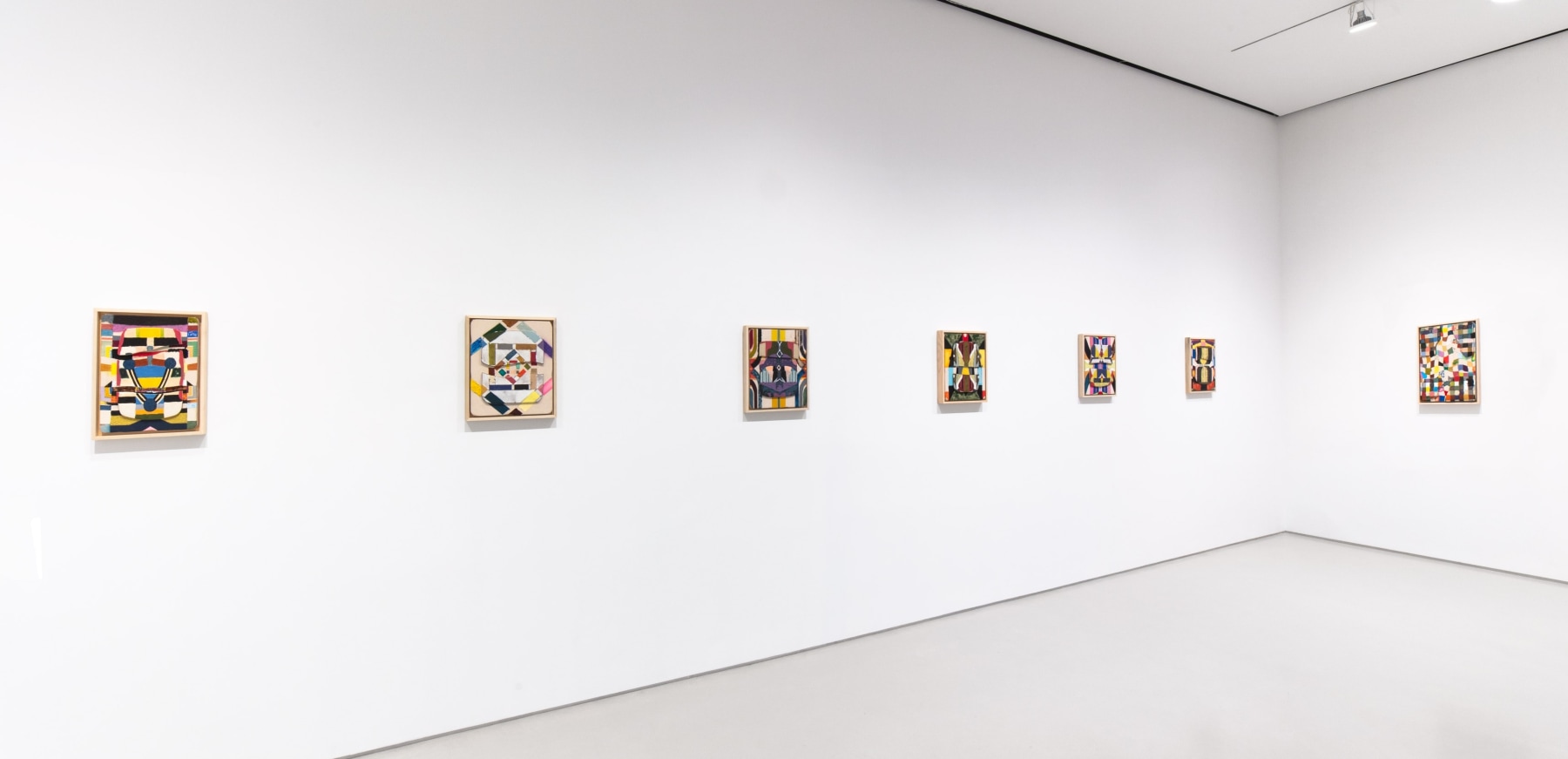 installation view of Kevin Umaña's hybrid paintings