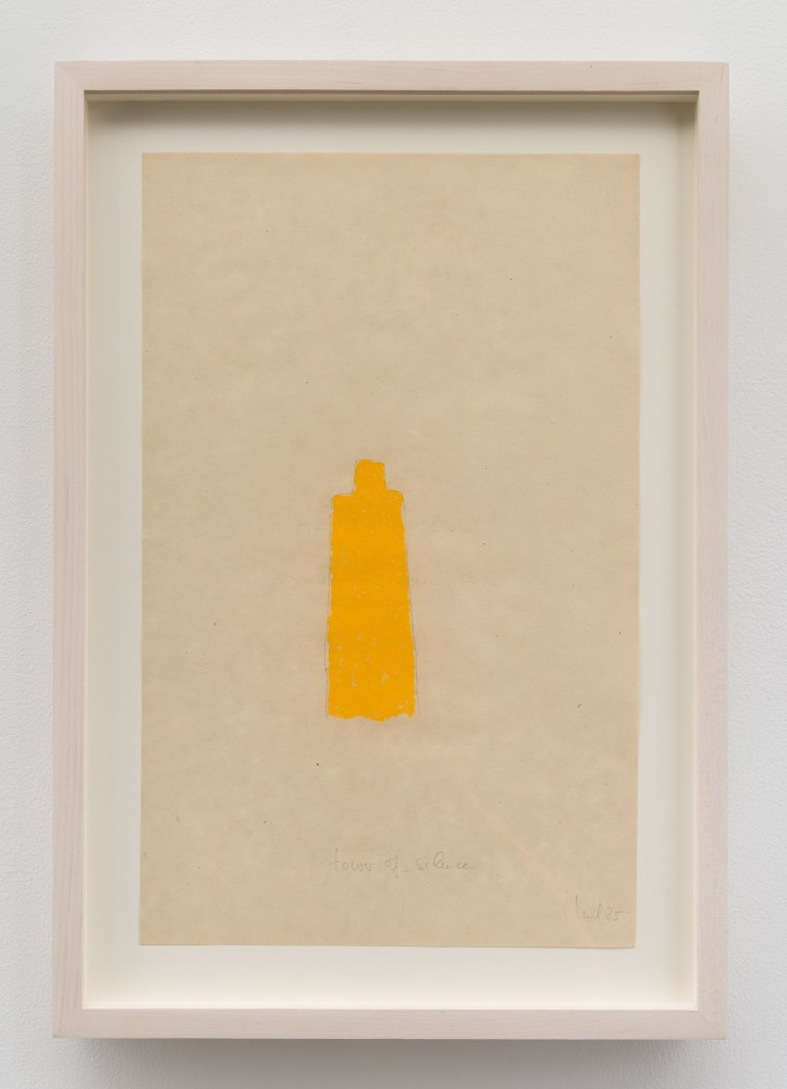 Wolfgang&amp;nbsp;Laib
Tower of Silence, 2025
pencil and oil pastel on Burmese paper
13 3/8 x 8 7/16 inches (34 x 21,4 cm)
16 1/2 x 11 1/8 x 1 1/2 inches (41,9 x 28,3 x 3,8 cm) frame