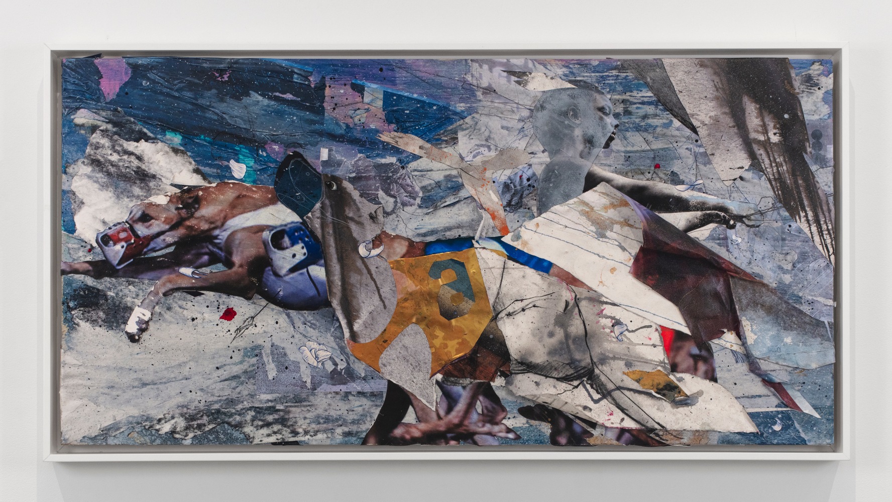 Shaunt&amp;eacute;&amp;nbsp;Gates
The Four Huntresses III, 2023
acrylic, photo, pulled paper, colored pencil, charcoal, ink, collage on wood panel
24 x 48 x 4 inches (61 x 121,9 x 10,2 cm)
26 x 50 x 4 1/2 inches (66 x 127 x 11,4 cm) frame
SW 23093