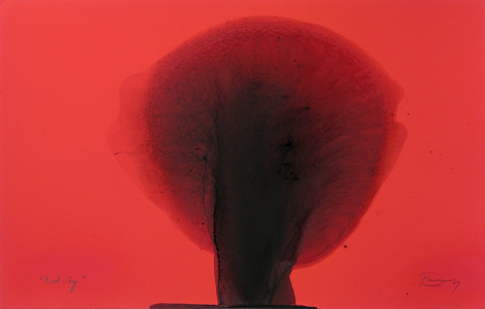Otto Piene
Red Sky, 1967
pigment and soot on paper
18 7/8 x 26 7/8 inches (47,9 x 68,3 cm)
22 1/2 x 30 3/4 inches (57,2 x 78 cm) frame
SW 09230
Private Collection