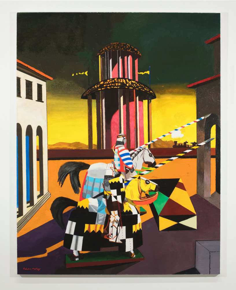 Malcolm Morley
Piazza d&amp;#39;Italia with French Knights, 2017
oil on linen
72 x 56 inches (182,9 x 142,2 cm)
74 1/8 x 58 1/8 inches (188,3 x 147,6 cm) frame
SW 17391